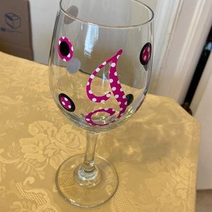 Initial Polka Dot Wine Glass